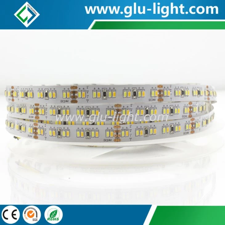 China supplier 12V/24V CCT Ra95 bi color led stripe 3014, 240led/m high cri 3014 CCT led stripe